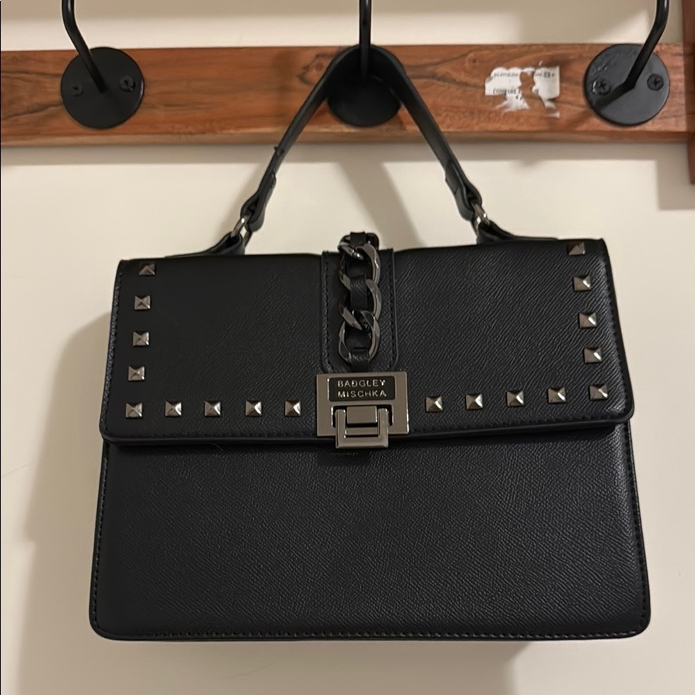 Badgley Mischka Black Studded Satchel
